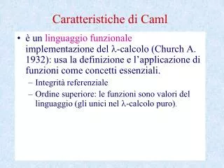 caratteristiche di caml