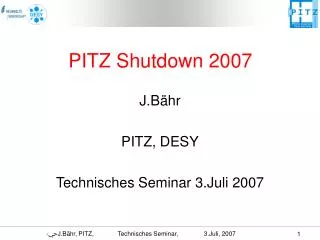 PITZ Shutdown 2007