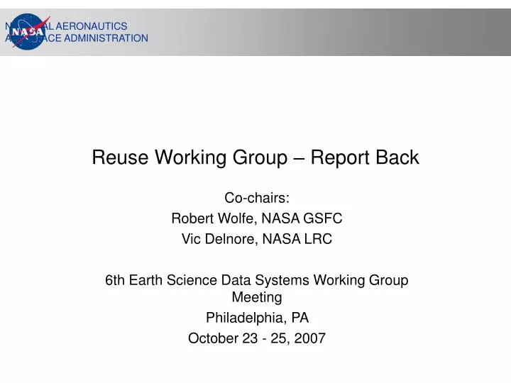 reuse working group report back