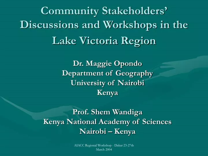 community stakeholders discussions and workshops in the lake victoria region