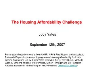 The Housing Affordability Challenge