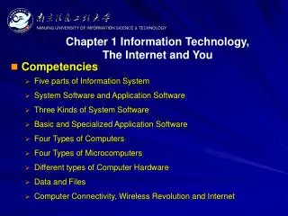 Competencies Five parts of Information System System Software and Application Software