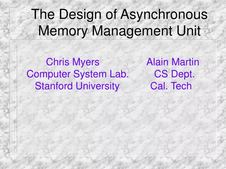 the design of asynchronous memory management unit