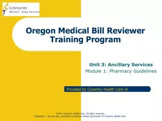 Oregon Medical Bill Reviewer Training Program