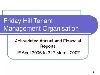Friday Hill Tenant Management Organisation