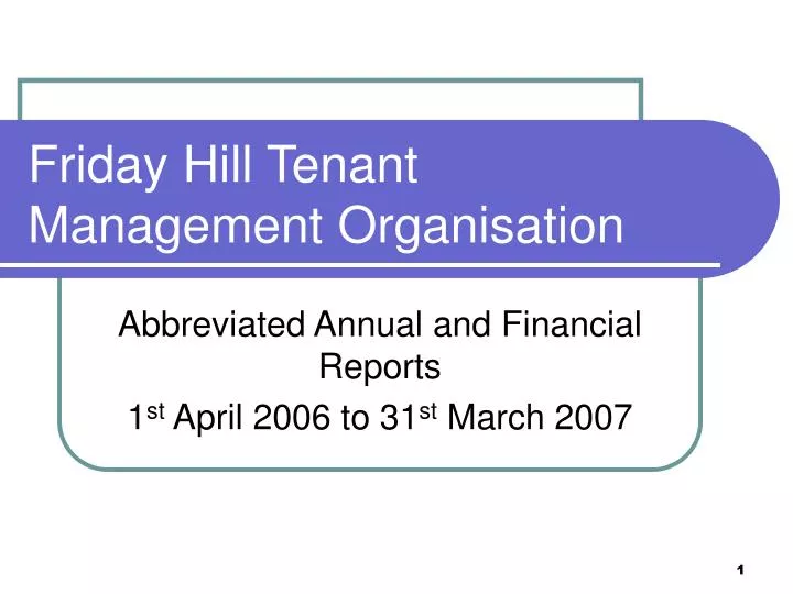 friday hill tenant management organisation