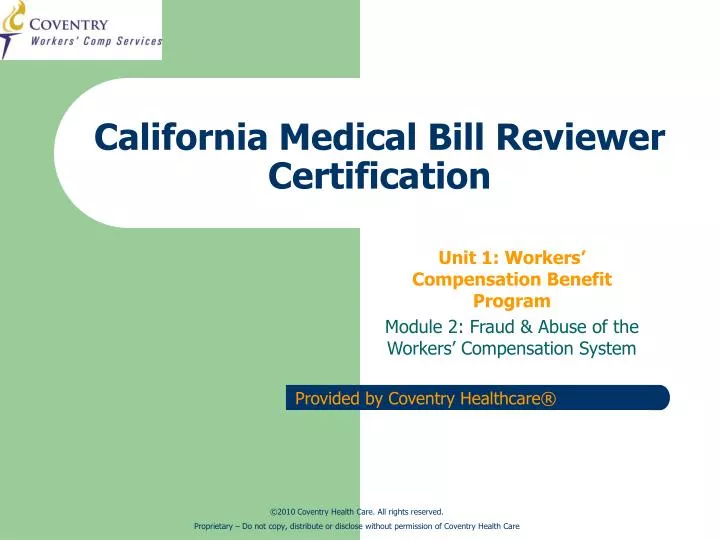 california medical bill reviewer certification