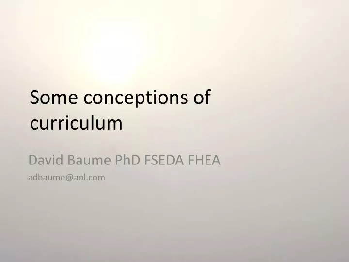 some conceptions of curriculum