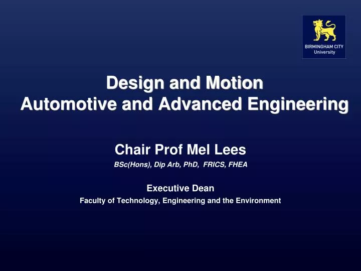design and motion automotive and advanced engineering