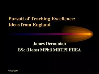 Pursuit of Teaching Excellence: Ideas from England