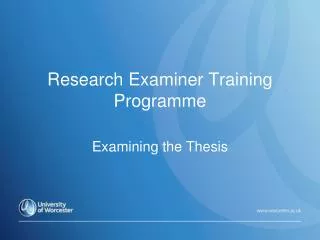 Research Examiner Training Programme
