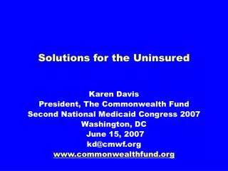 Solutions for the Uninsured