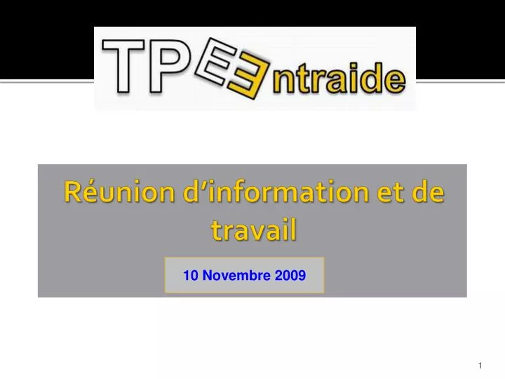 r union d information et de travail le 29 09 09