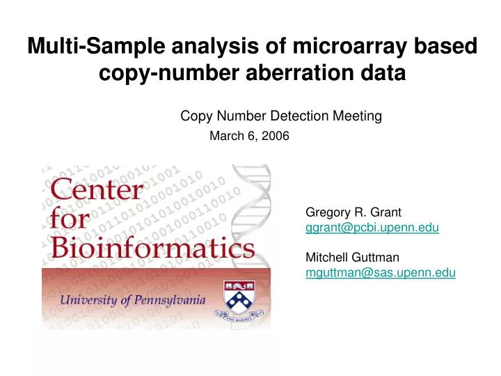 multi sample analysis of microarray based copy number aberration data