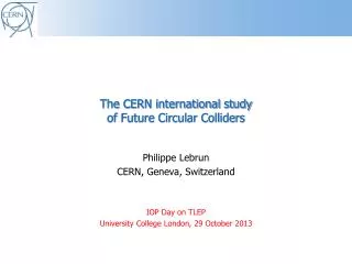 the cern international study of future circular colliders