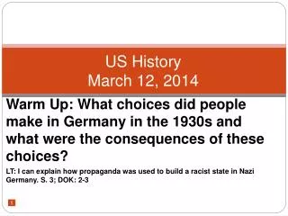 US History March 12, 2014