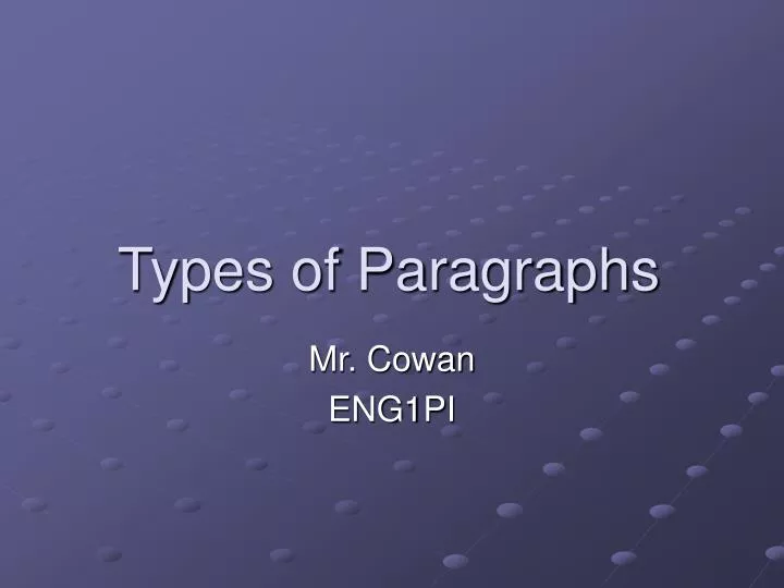 types of paragraphs