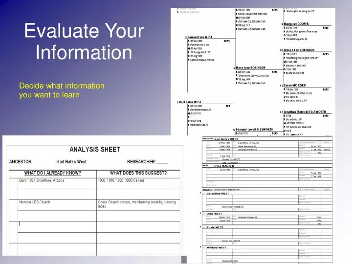 evaluate your information