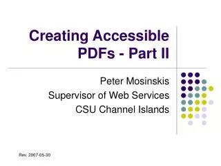 Creating Accessible PDFs - Part II