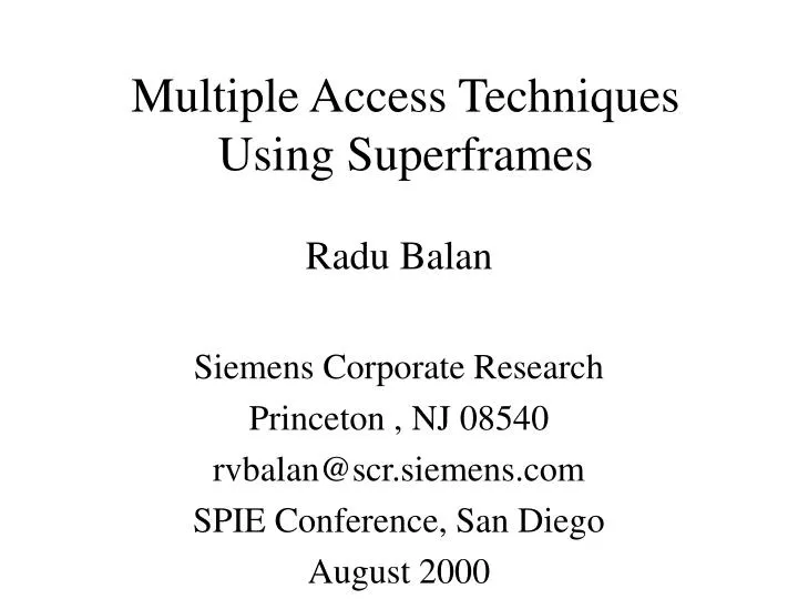 multiple access techniques using superframes