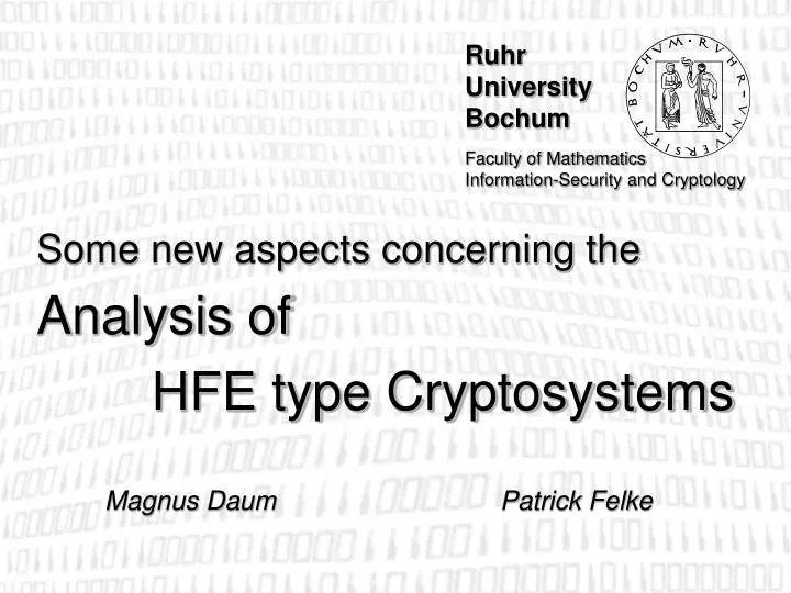 some new aspects concerning the analysis of hfe type cryptosystems