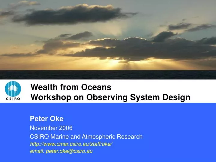 wealth from oceans workshop on observing system design