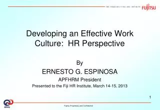 Developing an Effective Work Culture: HR Perspective