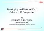 Developing an Effective Work Culture: HR Perspective - slide 1
