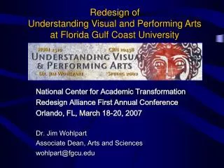 Redesign of Understanding Visual and Performing Arts at Florida Gulf Coast University