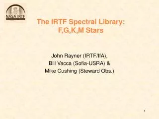 The IRTF Spectral Library: F,G,K,M Stars