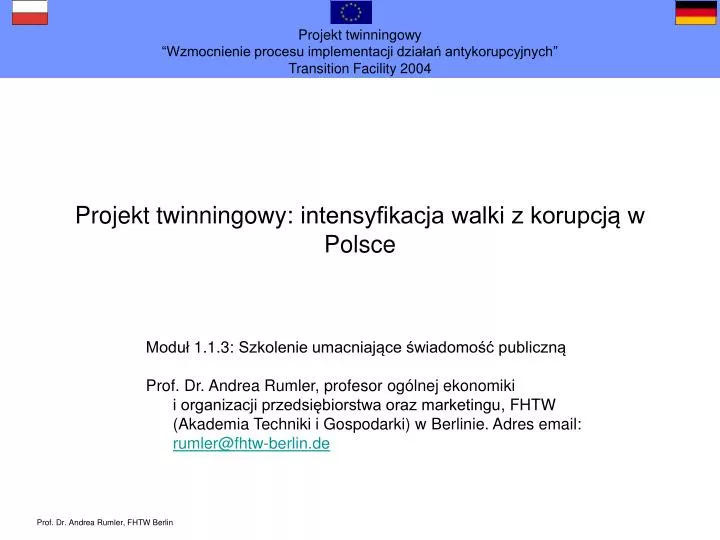 projekt twinningowy intensyfikacja walki z korupcj w polsce