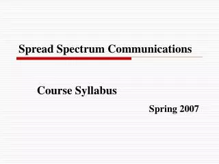 Spread Spectrum Communications