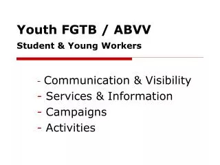 Youth FGTB / ABVV Student &amp; Young Workers