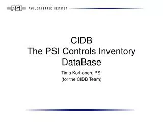 CIDB The PSI Controls Inventory DataBase