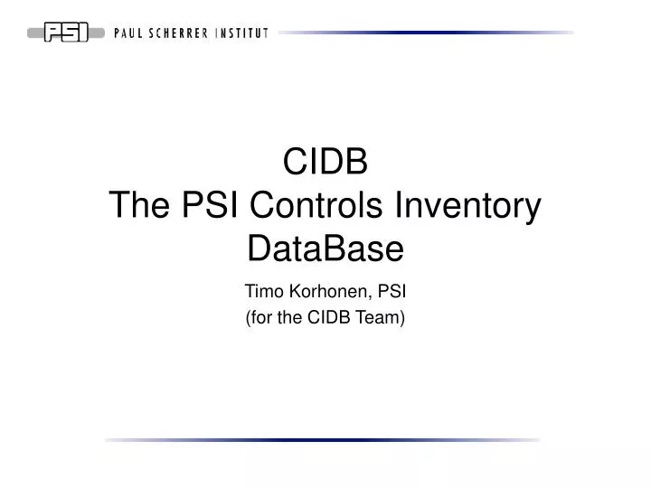 cidb the psi controls inventory database