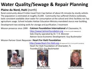 Water Quality/Sewage &amp; Repair Planning