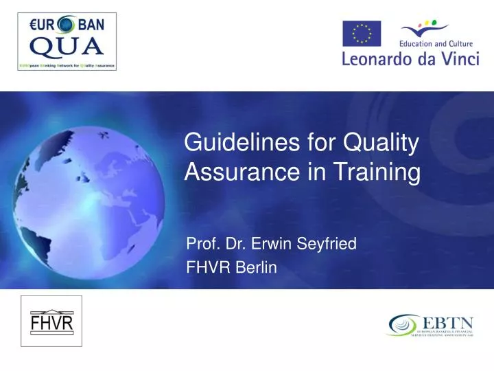 guidelines for quality assurance in training