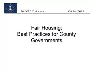 Fair Housing: Best Practices for County Governments