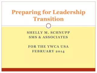 Preparing for Leadership Transition