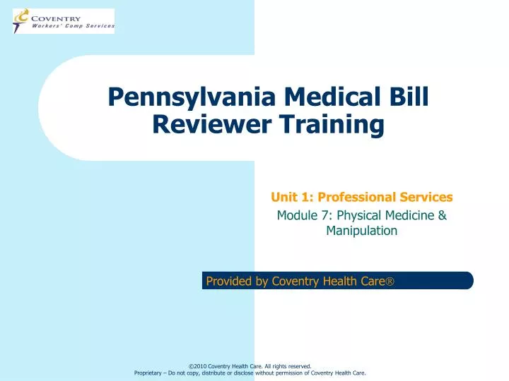 pennsylvania medical bill reviewer training