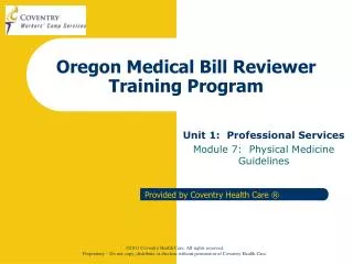 Oregon Medical Bill Reviewer Training Program