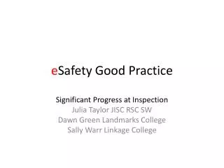 e Safety Good Practice