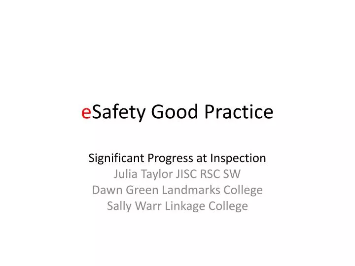 e safety good practice