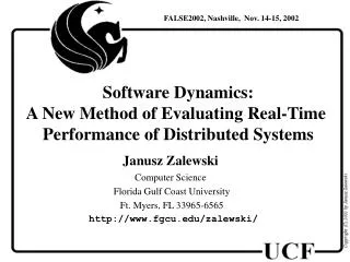 Software D y namic s: A New Method of Evaluating Real-Time Performance of Distributed Systems