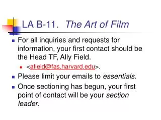 LA B-11. The Art of Film