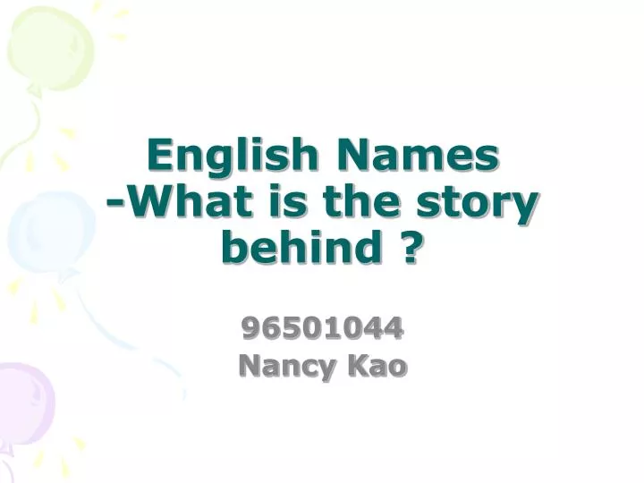 english names what is the story behind