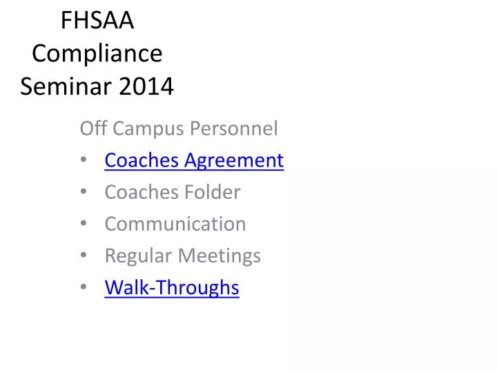 fhsaa compliance seminar 2014