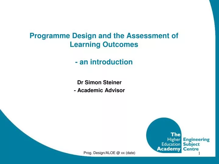 programme design and the assessment of learning outcomes an introduction