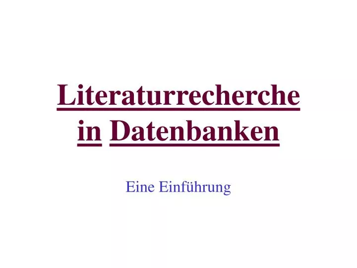 literaturrecherche in datenbanken