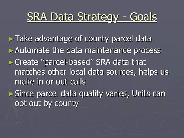 sra data strategy goals